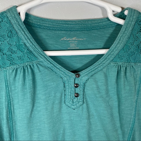 Eddie Bauer Green Peasant Top Size XXL - Picture 2 of 8